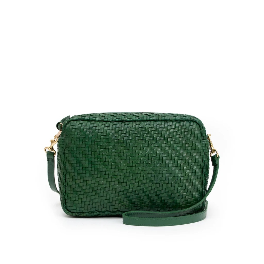 Clare V. Marisol Bag in Evergreen Woven Zig-Zag